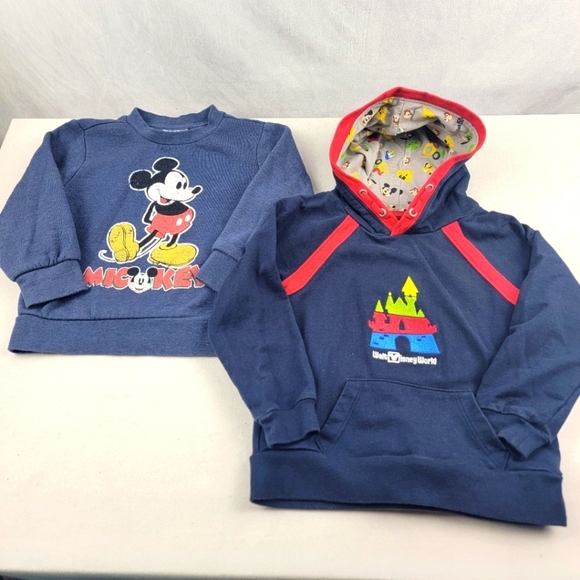 Set of 2 vintage Disney & Disney Parks blue hoodie and sweatshirt Size 3T & XXS - Picture 1 of 5
